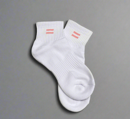Ankle Socks - White with Pink