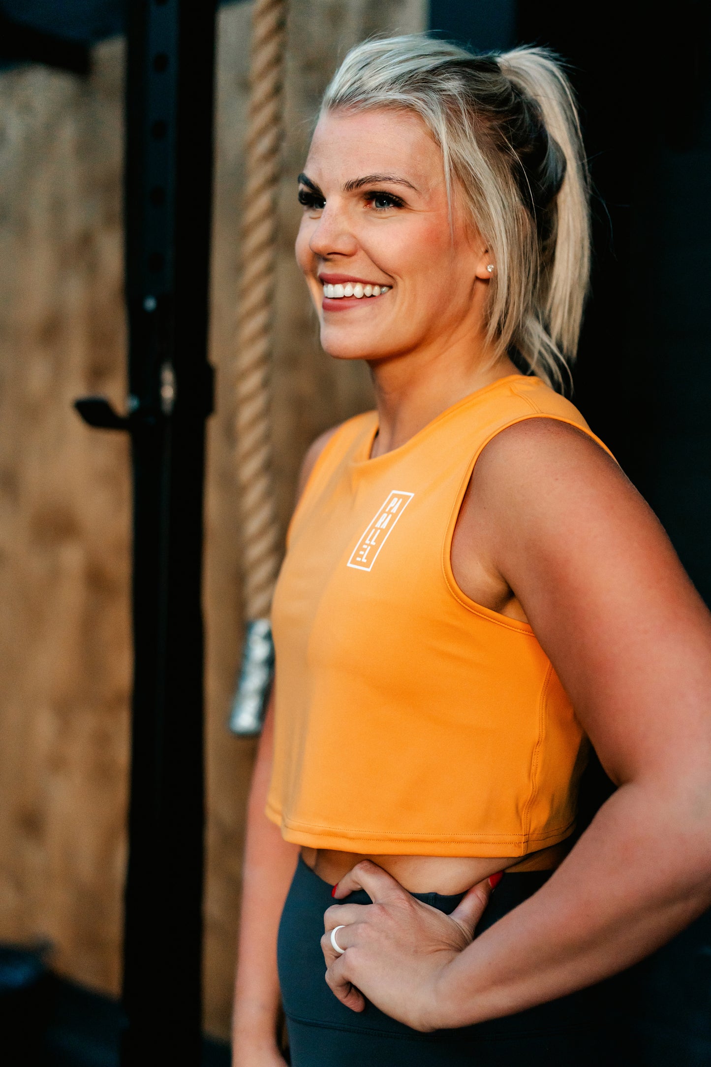 Ladies Orange Cropped Tank