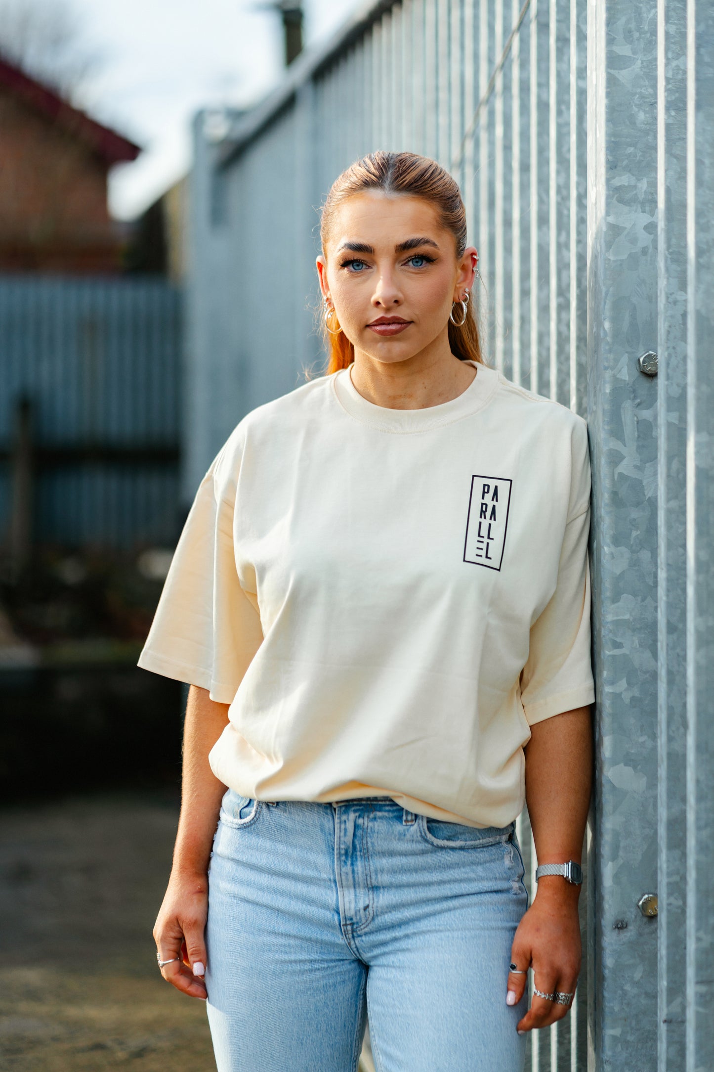 Beige Oversized Logo T-shirt